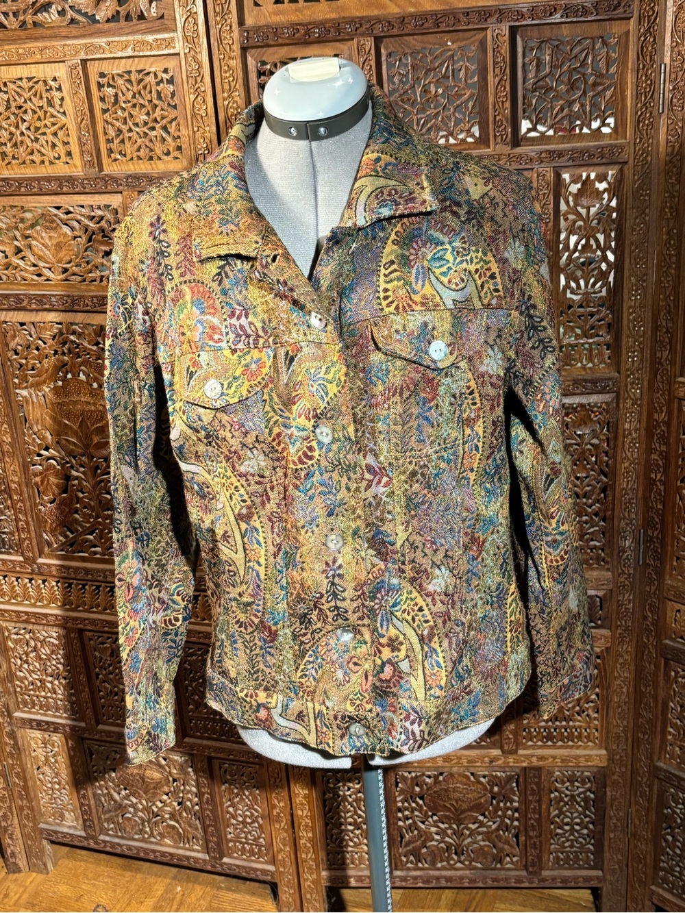 Stonebridge Multicolor tapestry print Button-Front Women's Jacket